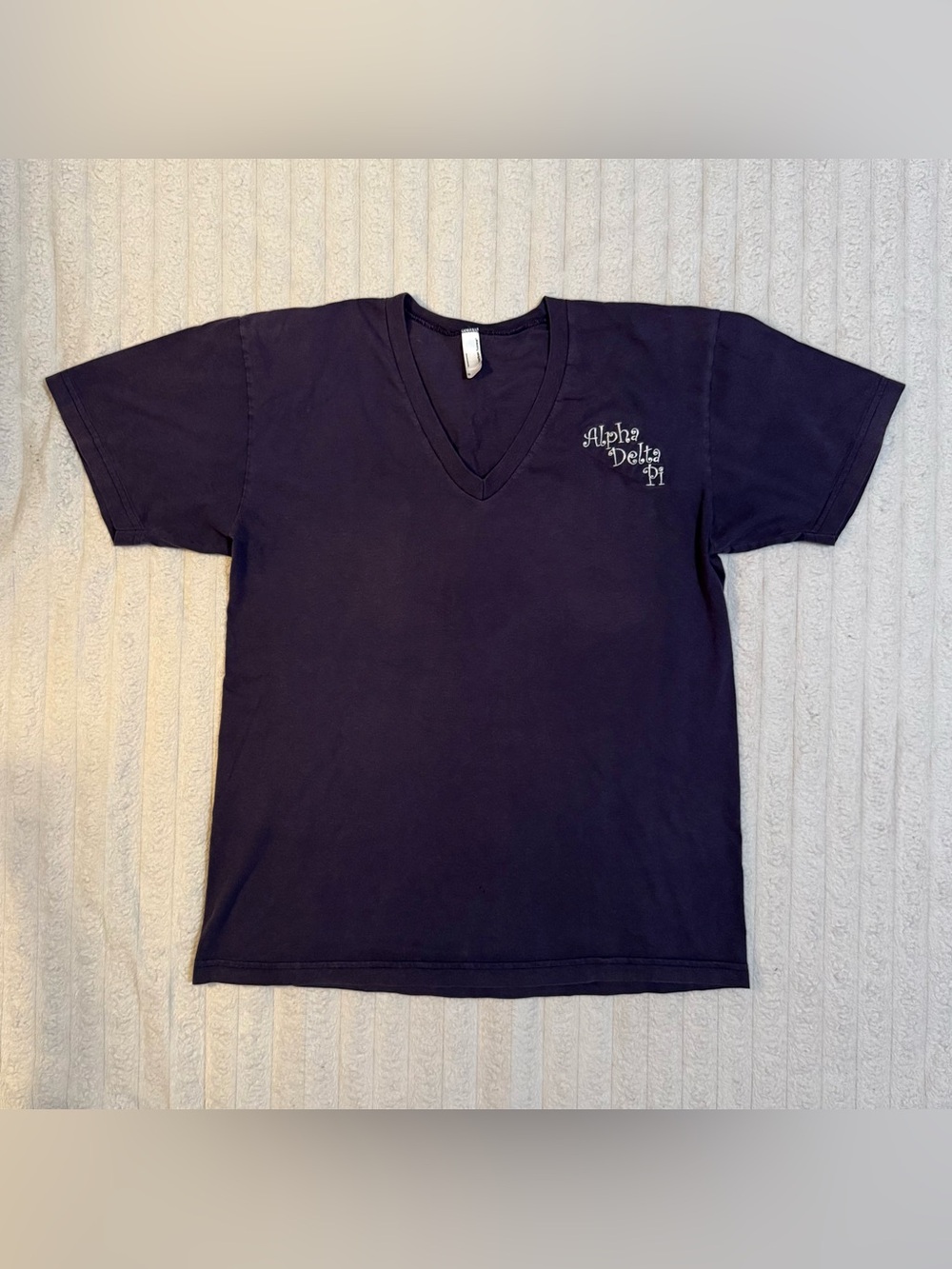 Faded Navy Alpha Delta Pi Sorority V-Neck T-Shirt